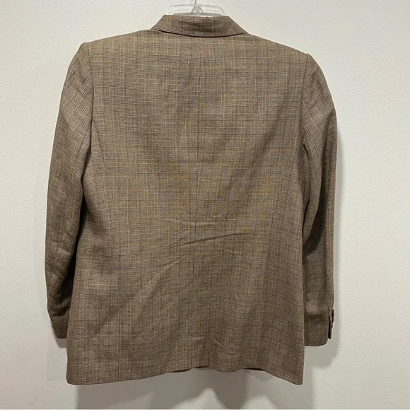 Talbots Petites Brown Houndstooth Linen/Rayon Blazer, Women's Size 10P, Neutral - Picture 6 of 11